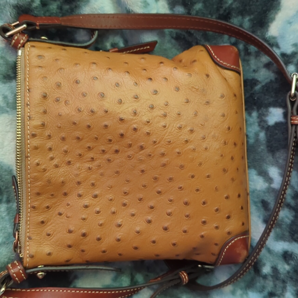 Dooney & Bourke Tan Ostrich Crossbody Bag Letter Carrier - Picture 8 of 8